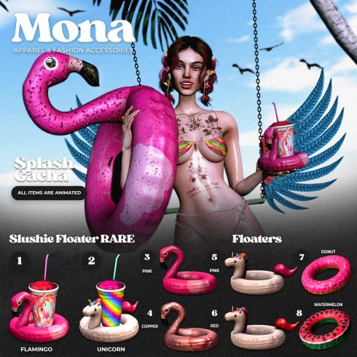 1. MONA - Slushie Floater - Flamingo RARE