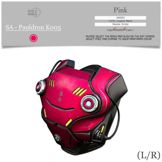 :::SOLE::: SA - Pauldron K005 (Pink)