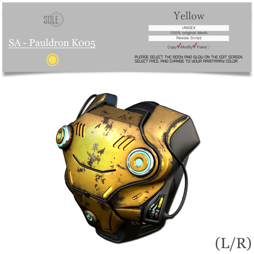 :::SOLE::: SA - Pauldron K005 (Yellow)