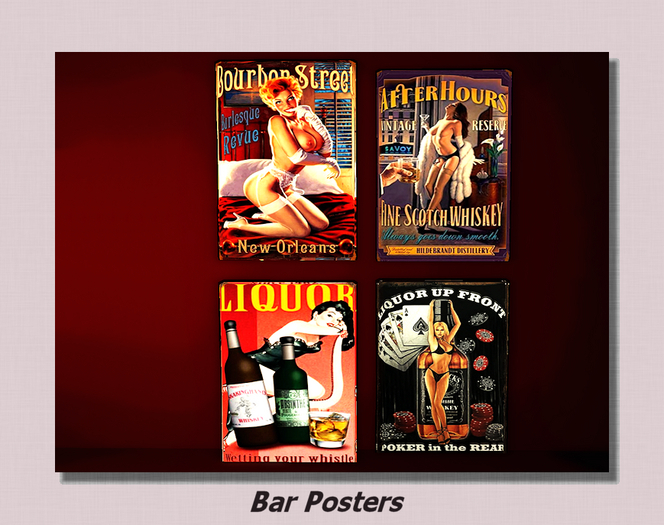 Bar Posters-Liquor and Bourbon Wall Art -full perm textures