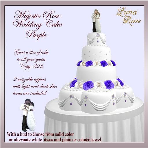 Majestic Rose Wedding Cake PURPLE