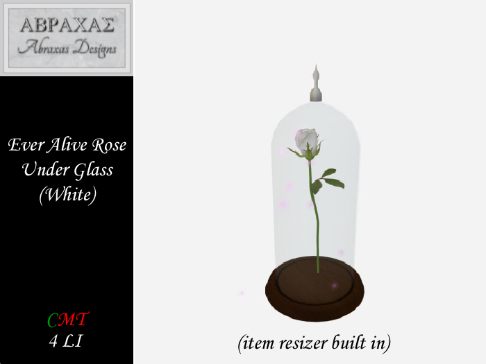 Ever Alive Rose Under Glass - White