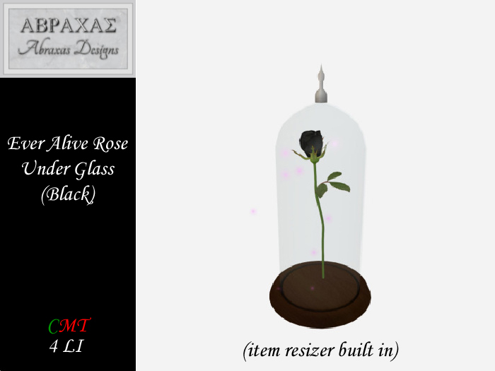 Second Life Marketplace - Ever Alive Rose Under Glass - Black