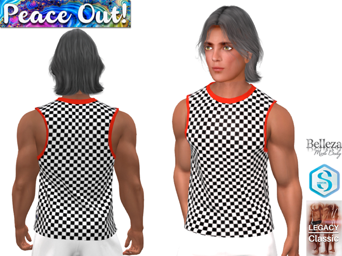 [PO] Mens Tank Top - Checkered w Red Trim