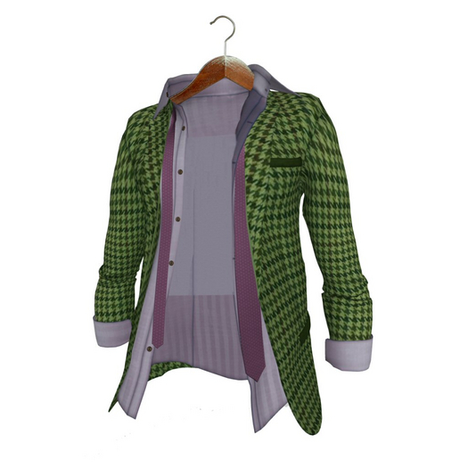 ExtrAZ - Man Green Tweed Shirt Tie Blazer
