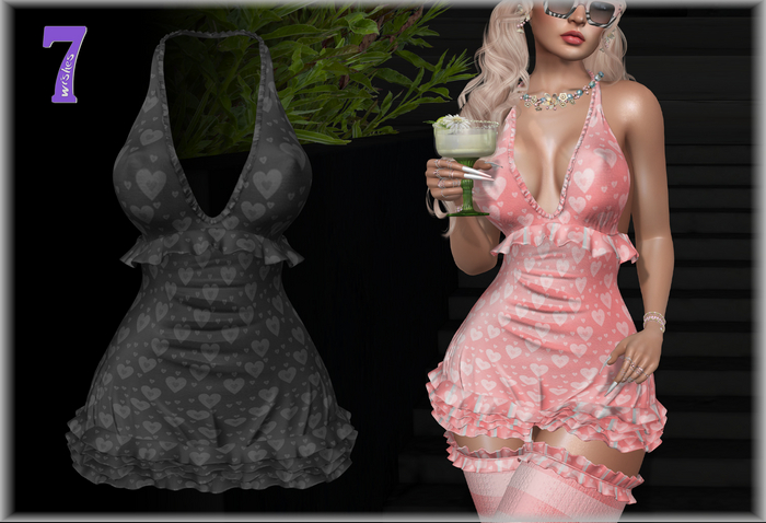 <7w> Maybe Dress - Hearts Black ~Maitreya, LaraX, Reborn, Legacy, Kupra~
