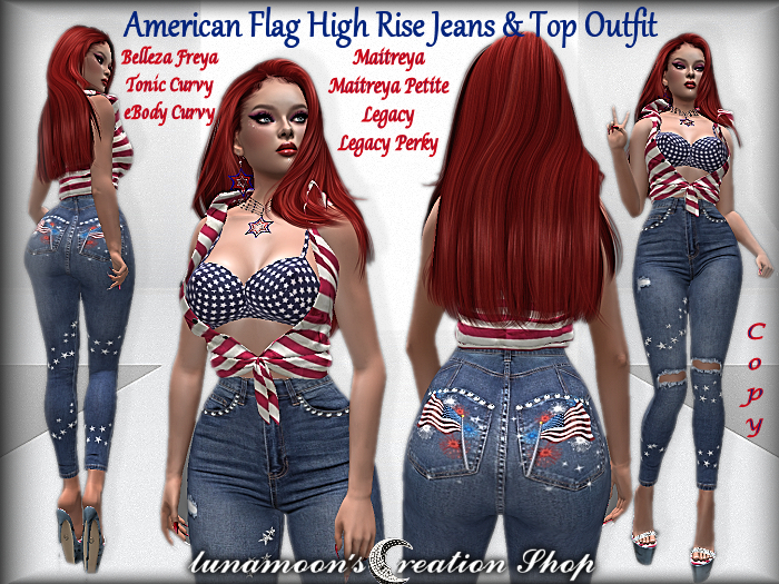 American Flag High Rise Jeans & Top Outfit