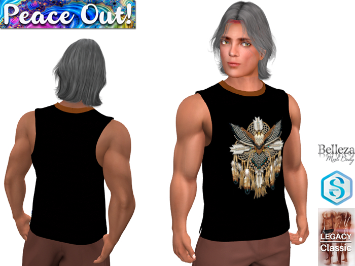[PO] Mens Tank Top - Black with Native Hawk Emblem