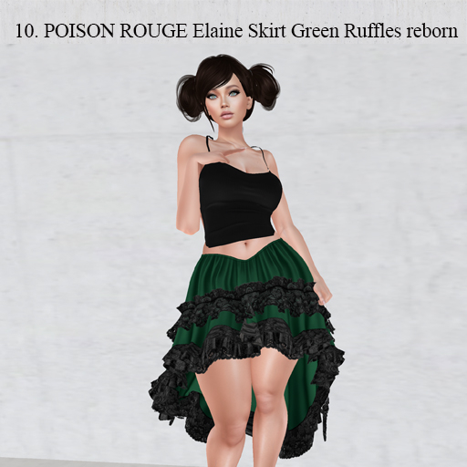 10. POISON ROUGE Elaine Skirt Green Ruffles reborn