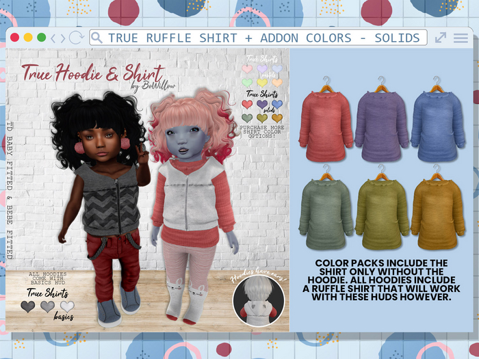 :BoWillow: True Shirt - Solids HUD