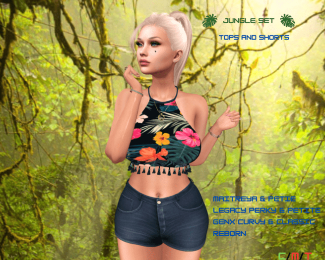 WTFW ~ WOMENS JUNGLE FLOWER TOPS AND SHORTS SET ~ UPDATED
