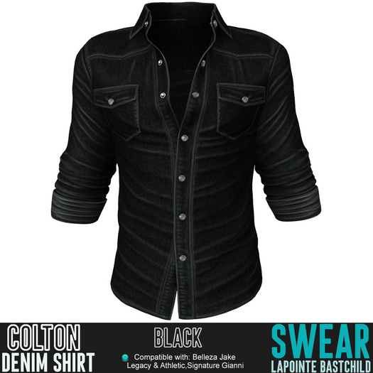 Denim Shirt - Colton - BLACK
