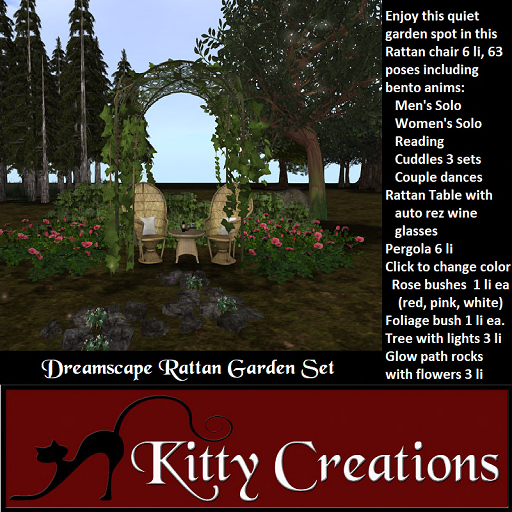 [PROMO] (KCHG) Dreamscape Rattan Garden Set - Kitty Creations, Cuddles, Dancing, Reading, Wine