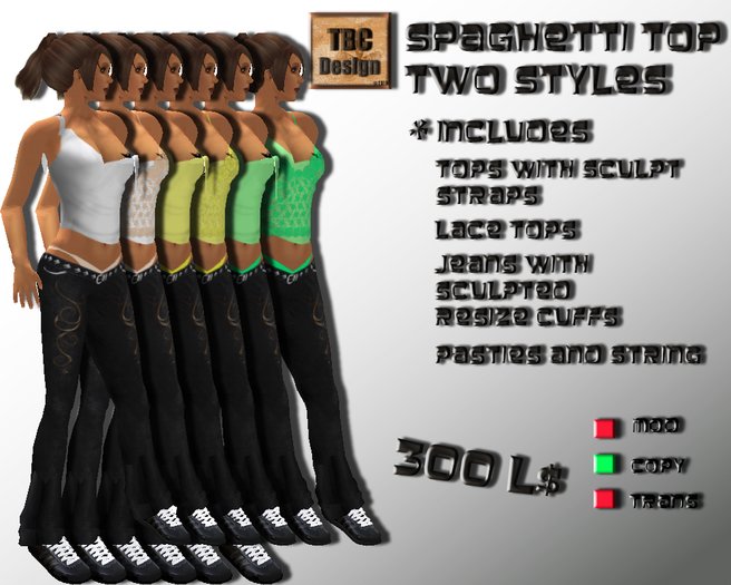 .:TBC Design:. Spaghetti Tops White/Yellow/Mint