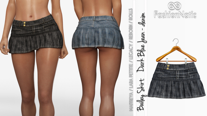 Bailey Skirt  Dark Blue Denim - Maitreya ,Reborn Skirt , Juicy Rolls Skirt, Petite Skirt , Legacy - FashionNatic