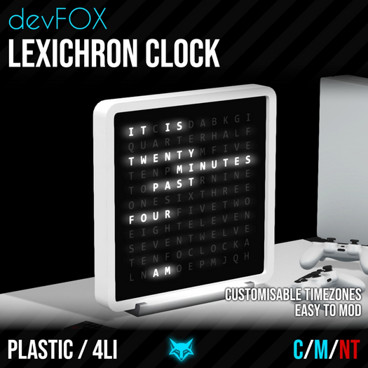 [devFOX] LexiChron Clock (Plastic)