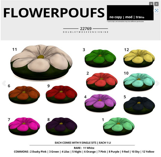 10 22769 - Flower Pouf Sky - COMMON