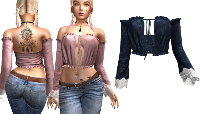 Petite Mort- Navy Spring Dreams Top FREYA
