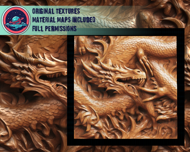 ::T:: Materials Texture: Dragon Carvings Western Wood Single