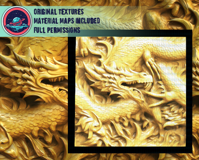 ::T:: Materials Texture: Dragon Carvings Western Gold Single