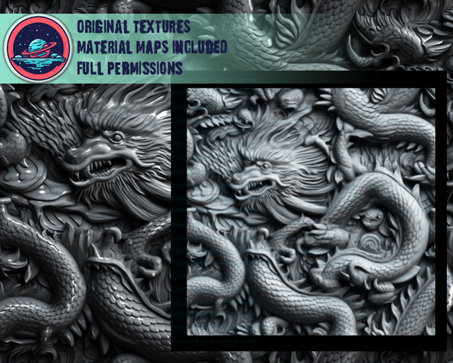 ::T:: Materials Texture: Dragon Carvings Eastern Silver Single