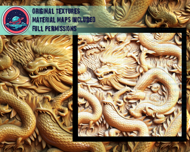 ::T:: Materials Texture: Dragon Carvings Eastern Gold Single
