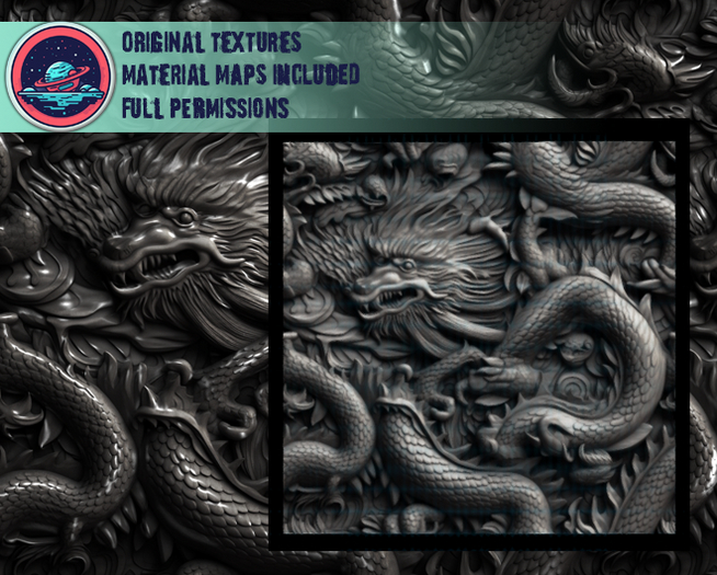::T:: Materials Texture: Dragon Carvings Eastern Black Single