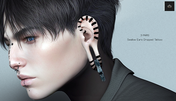 {BLACK LOTUS} Swallow Ears Dropped Tattoo Set 01