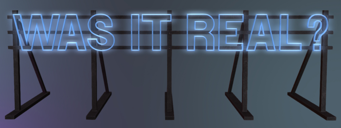 9. Refuge - Was It Real? Blue Neon Sign