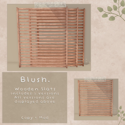 Blush. Wooden Slats