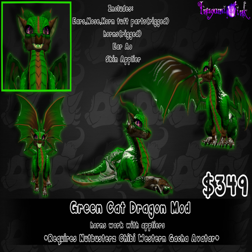 ::Inugami Ink:: Cat Dragon Mod Green