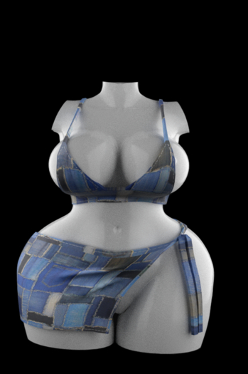 (RAVEN) doja set Denim Patchwork  -  unpack