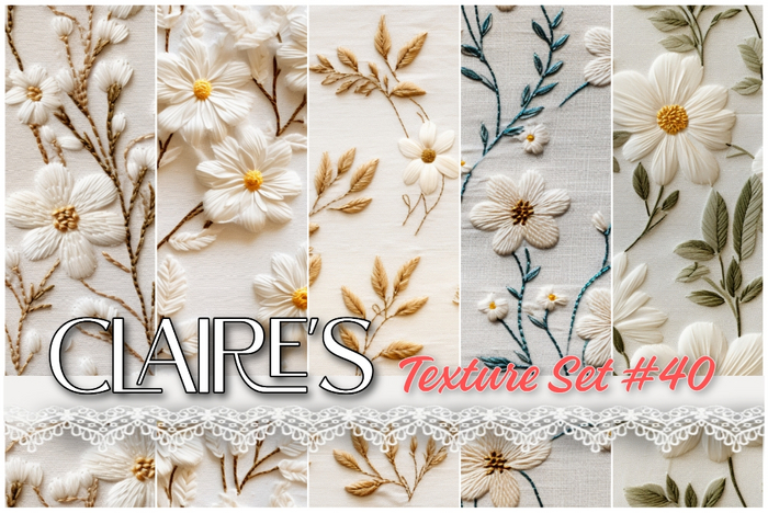 [Claire's] Texture Set #40 - Full Perm - Ecru Flowers