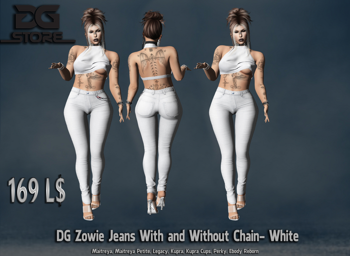 DG Zowie Jeans With and Without Chain- White - Unpacker