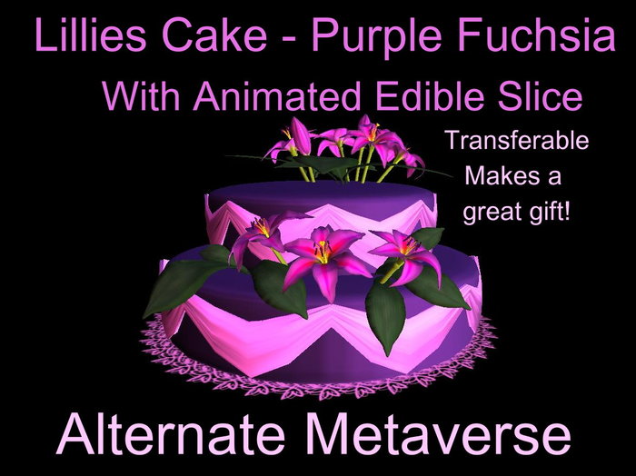 AMV Cake- Sculpted Lilies with Edible Slice - Purple Fuchsia