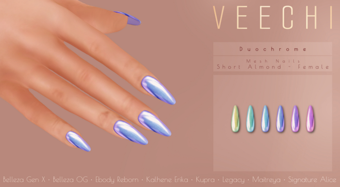 Veechi - Duochrome // Short Almond Mesh Nails Female