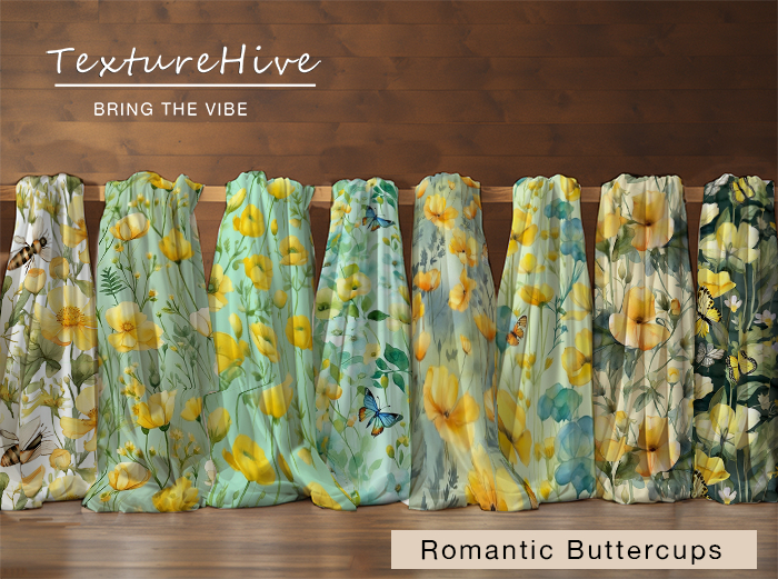 Romantic Buttercups - 8 textures - FULL PERM