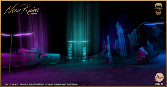 Neon Ruins Backdrop - The Bearded Guy