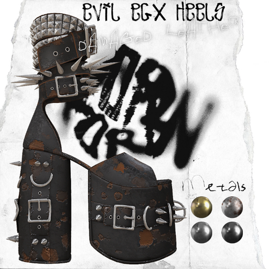 +WORN+ Evil Egx Heels DAMAGED LEATHER