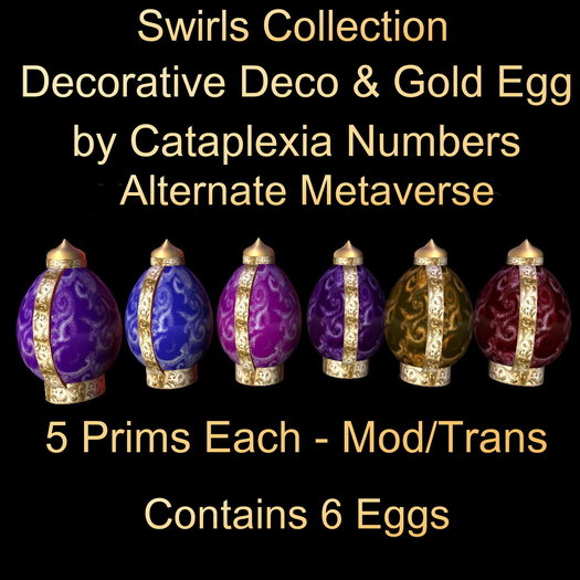 AMV Decorative Deco & Gold Egg - 6 Color Swirls Collection