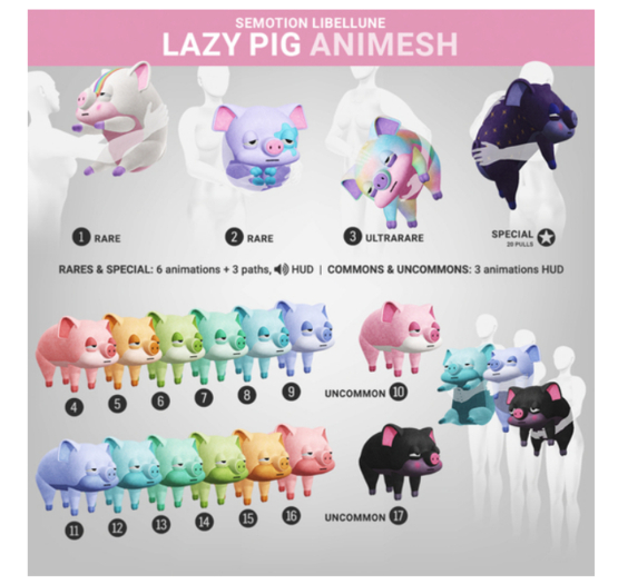 SEmotion Libellune Lazy Pig Animesh RARE 01