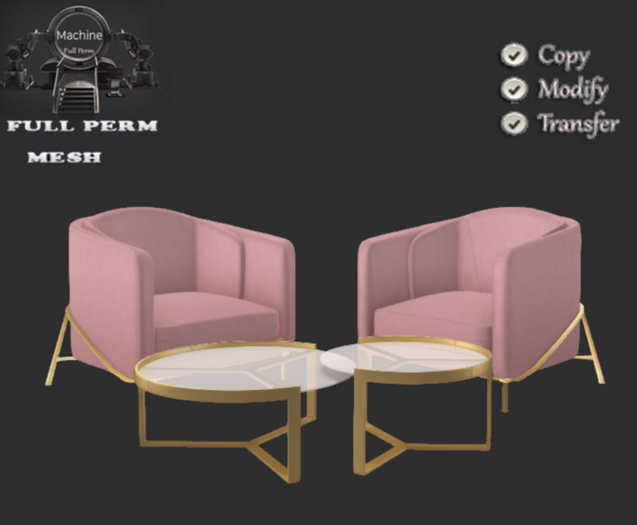 Machine Full Perm Sofa (pink) & Table