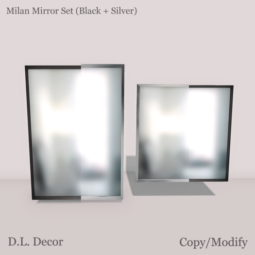 ! D.L. Decor Milan Mirror Set Black+ Silver (Pack)