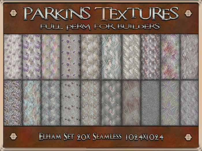 Parkins Textures - Elham Set - 20x Full Perm Seamless 1024 - Fabric, Floral, Clothing, Furnishing, Flower, Green, Grey