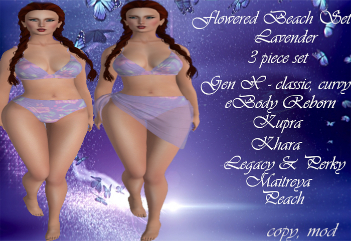 Flowered Beach Set Lavender