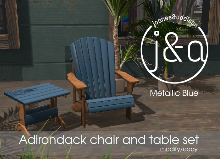 j&a - Adirondack Chair & Table Set - Metallic Blue (boxed)