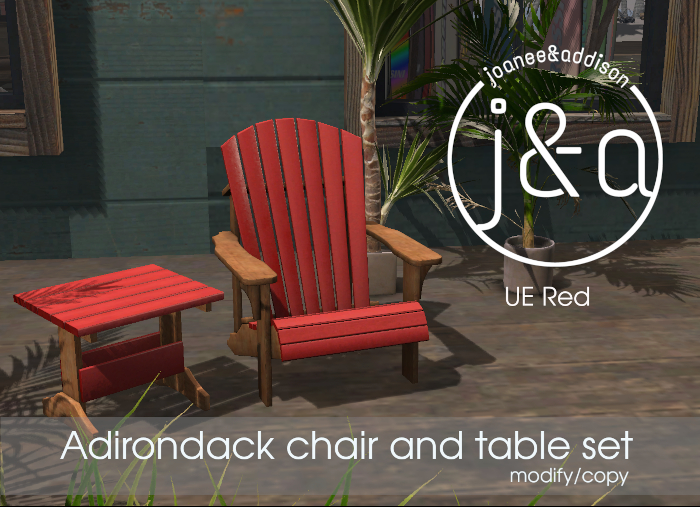 j&a - Adirondack Chair & Table Set - UE Red (boxed)