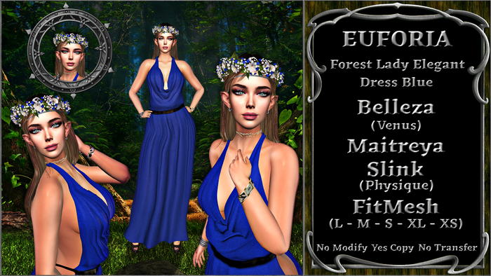 *EUFORIA* Forest Lady Elegant Dress Blue
