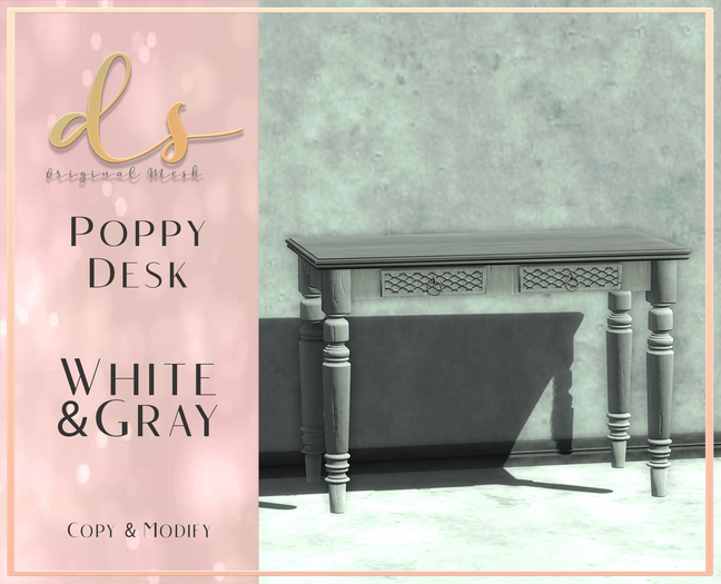 DS - Poppy Desk - White & Gray