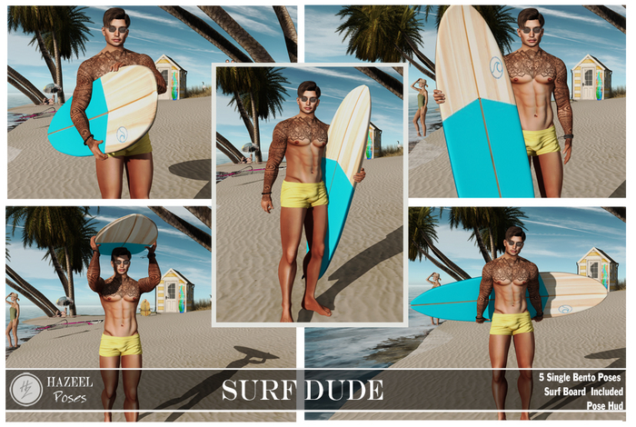 .::Hazeel::. Surf Dude ~ Bento Pose Pack Male 